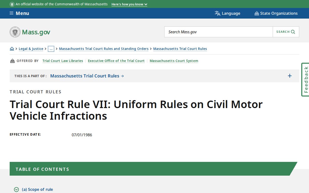 Trial Court Rule VII text on failure to appear and Nantucket County traffic warrant defaults